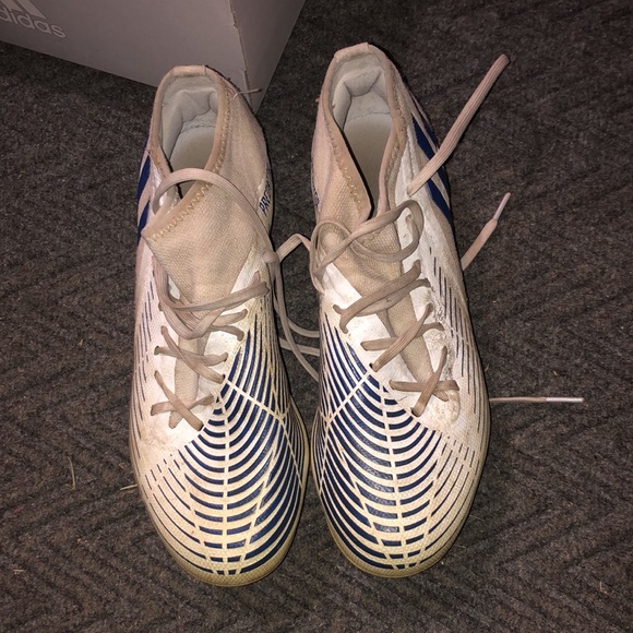 White and Blue Adidas Soccer Cleats - Picture 3 of 9